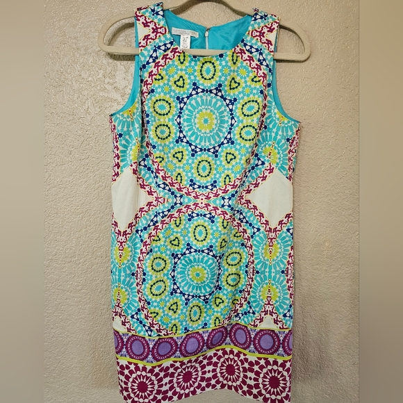 London Times Colorful Patterned Mini Dress - Picture 1 of 9